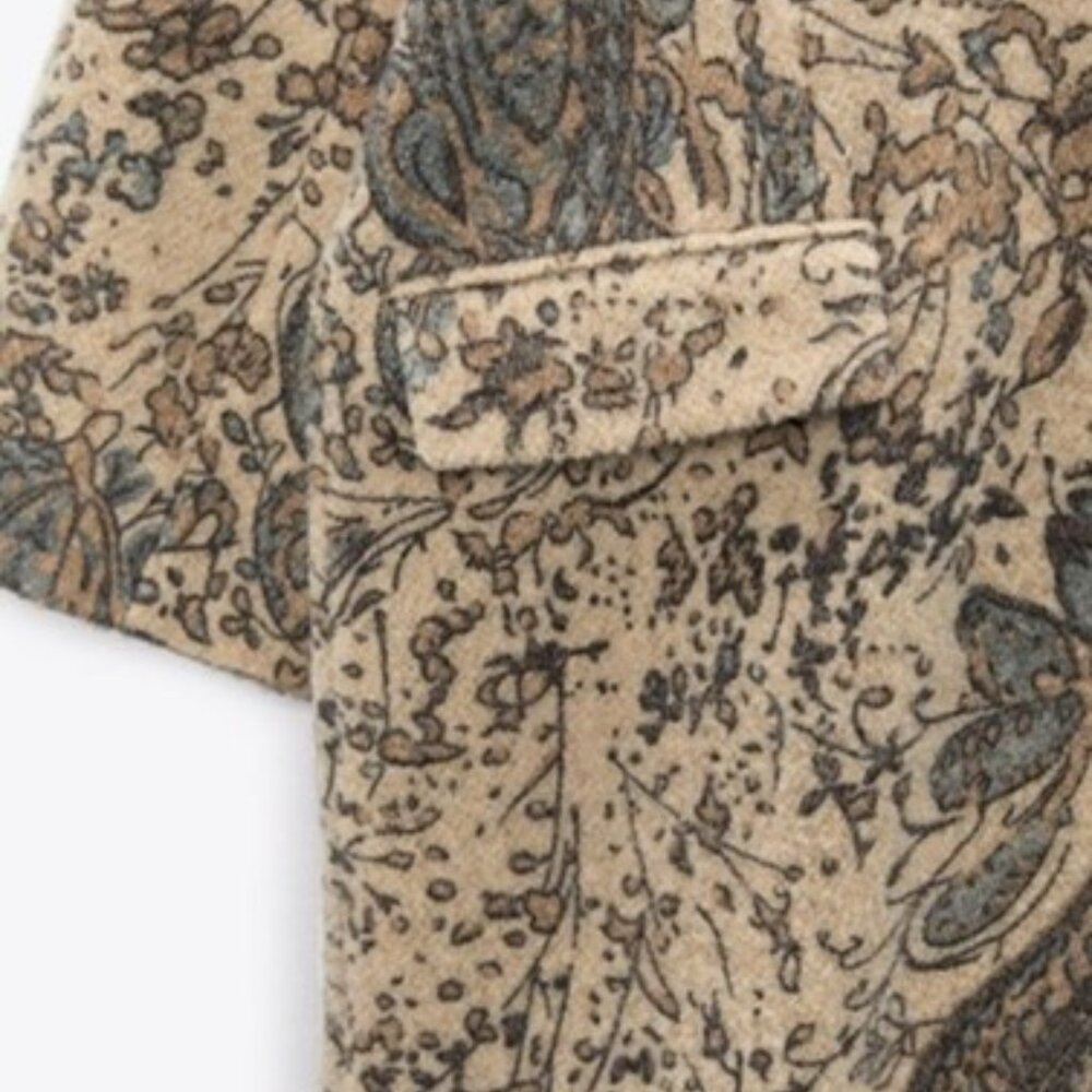 Zara Beige Paisley Long Coat - Picture 4 of 4